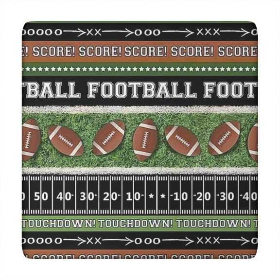 Colorful Football Field and Balls Pattern Square Fitted Tablecloth with Elastic Edge,Square Table Cover,Washable Elastic Table Cover for Home Kitchen Party Decor 34"x34"