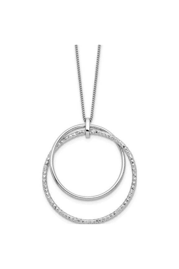 Sterling Silver Jbsp's Rhodium-Plated Polished D/C With 2In Ext. Necklace Made In Italy qlf1276-24