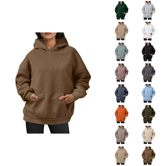 Womens Hoodie 2025 Fall Winter Oversized Blank Plain Basic Hoodies with Pocket Hooded Sweatshirt Hoodie Women Pullover