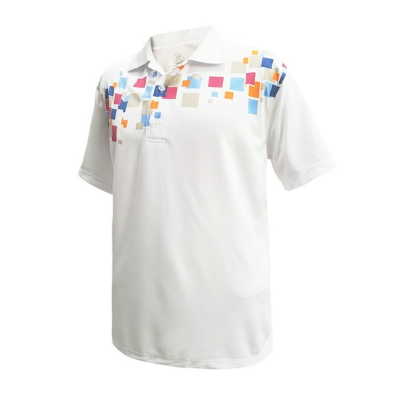 Monterey Club Men's Cube Element Print Contrast Golf Polo Shirt #1681