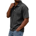 thumbnail image 3 of Zimjoy Mens Casual Polo Shirts Classic Button Basic Short Sleeve Shirt Solid Color Retro Tees Golf Stylish Tops, Black L, 3 of 4
