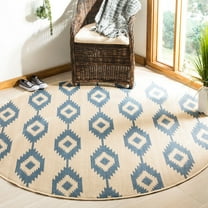 SAFAVIEH Outdoor LND171N Linden Collection Cream / Blue Rug