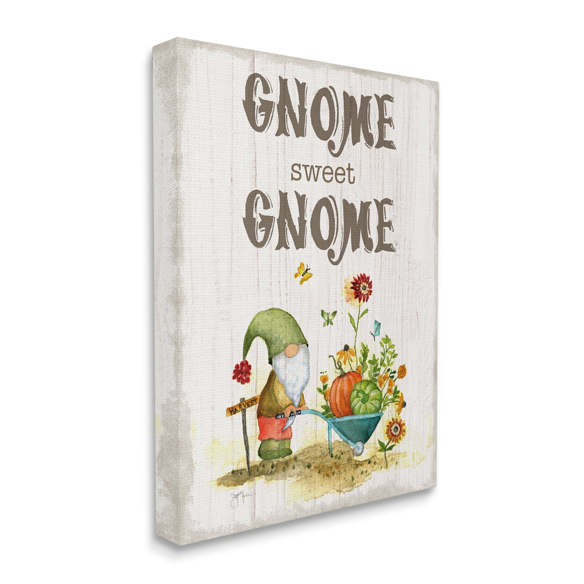 Stupell Industries Sweet Gnome Floral Harvest Botanical & Floral Painting Gallery Wrapped Canvas Art Print Wall Art, 16 x 20