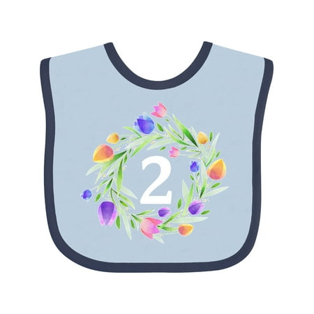 

Inktastic 2nd Birthday Tulip Flower Wreath Gift Baby Boy or Baby Girl Bib