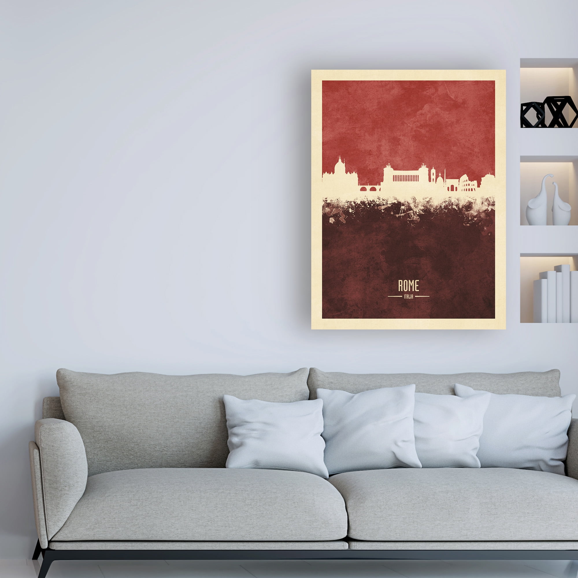 Trademark Fine Art 'Rome Italy Skyline Red II' Canvas Art by Michael Tompsett