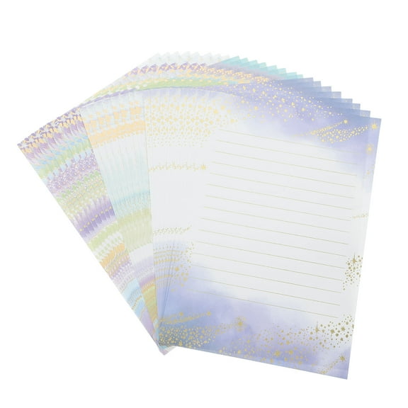 HEANUJJ Vintage Letterhead Paper Set with Foil Border Accents, Assorted Elegant Colors Writing Stationery for Letters and Notes