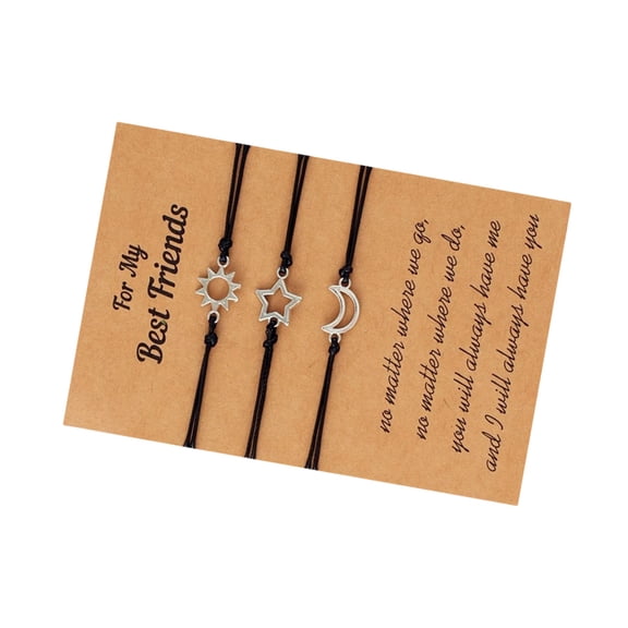 3pcs Sun Star Handmade Cord Relationship Woven Bracelets Adjustable Friendship Jewelry for 3 Best-Friend