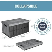 CleverMade Collapsible Storage Bin 62L Stackable With Lid, Stone 3 Pack