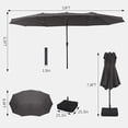 thumbnail image 3 of EastVita Grey 15ft Patio Umbrella,Patio Double-Sided Umbrella With Base and Crank,Double Sided Outdoor Rectangle Market Umbrella for Patio, Lawn & Garden and Poolside, 3 of 5