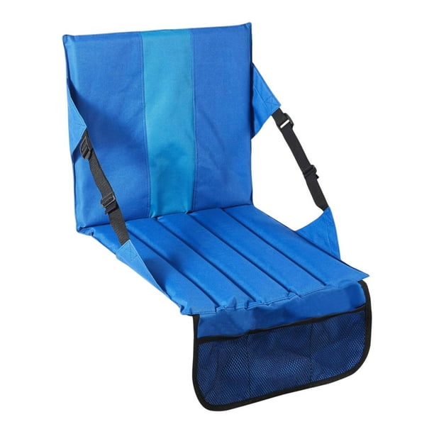 Cojín de asiento del estadio cojín cojín portátiles portátiles ligero multipropósito con silla de piso de soporte trasero para el césped para acampar Azul
