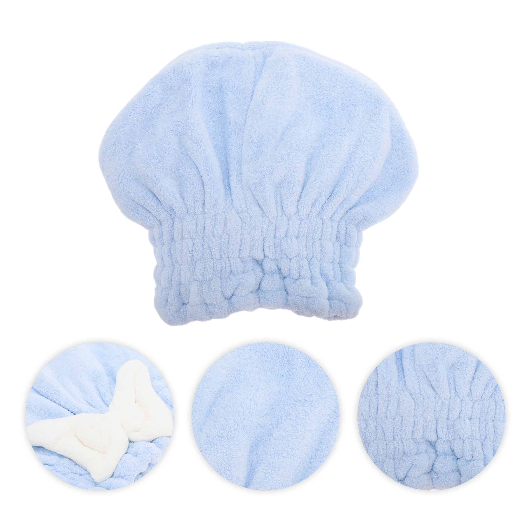 Unique Bargains Water Absorbent Bow Hair Drying Towel for Bathroom Hotel Blue