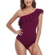 thumbnail image 1 of Traje de baño de un hombro fruncido, traje de baño de un hombro fruncido para mujer, traje de baño adelgazante, claridad notable, 1 of 6