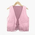 thumbnail image 2 of Vividxx Baby Boys Girls Western Cowboy Cow Girl Vest Tassel Fringe Waist Coats Tops Party Solid Color Toddler O-Neck Relaxed Fit Outwear, 2 of 4