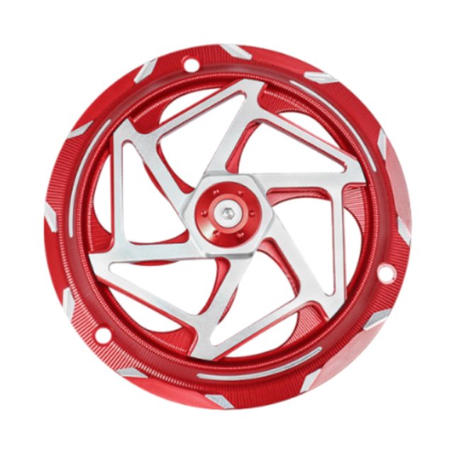 Protector de ventilador de motor de motocicleta, carcasa protectora, decoración de reparación, diámetro de 14,5 cm, cubierta giratoria de aleación de rojo