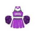 thumbnail image 3 of Xnihocha Girls Classic Cheerleading Team Uniform Mesh Splice Crop Top with Pleated Boxer Skirts Rooter Stage Suit Purple 12, 3 of 7