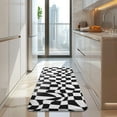 thumbnail image 4 of Black and White Wavy Checkerboard Pattern Kitchen Rug Mat,Kitchen Runner Rugs Non Skid Washable,Decorative Kitchen Floor Mats for Kitchen,Sink,Laundry,17"x47.2", 4 of 7