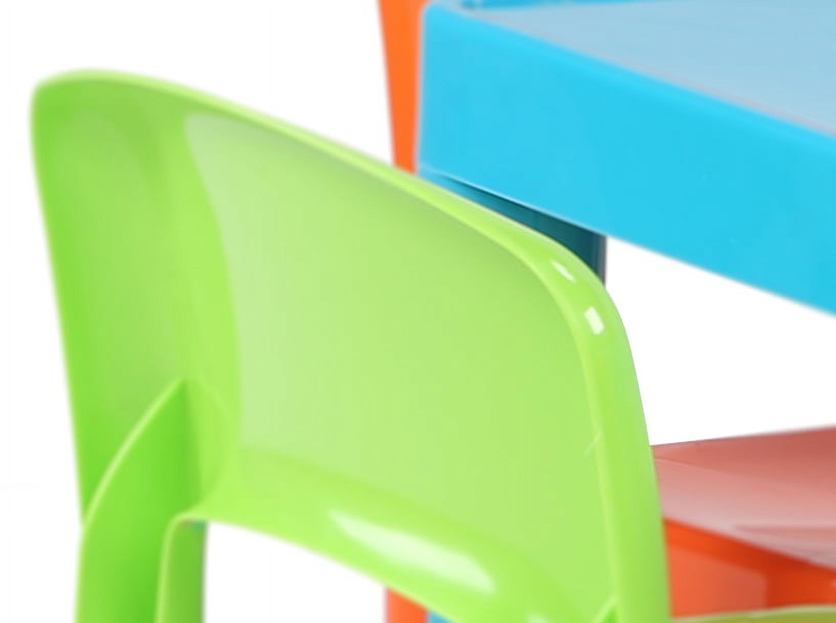 Humble Crew Kids Lightweight Plastic Table and 4 Chairs Set, Square, Blue/Orange/Green/Yellow/Purple - image 5 of 6