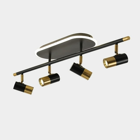 

Black 4 Lights LED Track Lighting Dimmable Industrial Spotlights Lights Fixtures for Living Room Base Adjustable