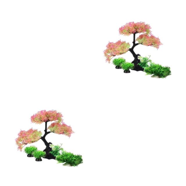 Methold Adornos de árbol de pecera no tóxicos, decoración de acuario realista y degradable, suministros de árbol de simulación, bonsái Type1 NO1