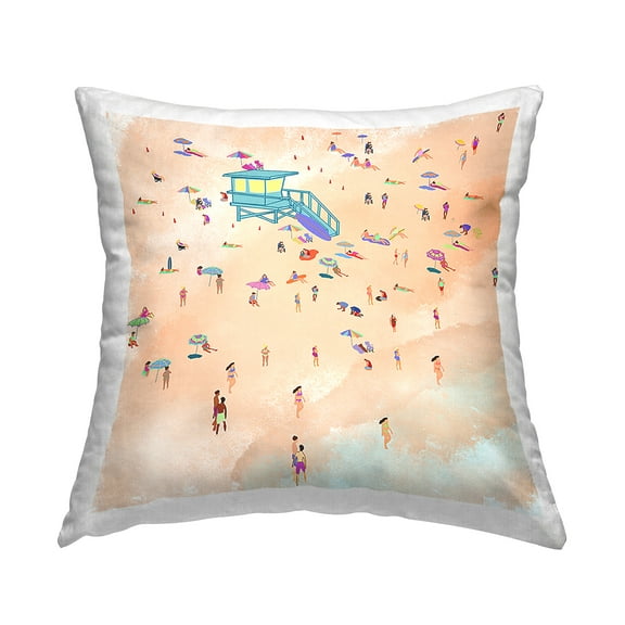 Stupell Industries Scatted Summer Beachgoers Decorative Printed Throw Pillow Design by Ashley Singleton.