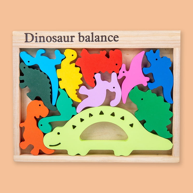 Wooden Stacking Toys,Dinosaur Toys for Kids 35 Years Old,11PCS Preschool Educational Sensory