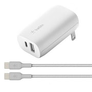 Belkin BOOSTCHARGE 30W USB C and USB A Wall Charger + USB C to USB C Cable, 5ft