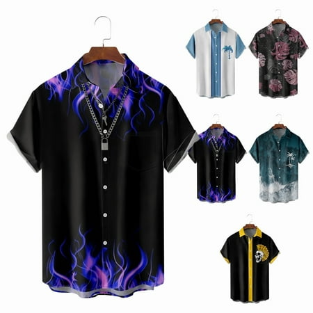 

Unisex Beach Button Down Polo Shirts Novelty Party Blouses Size 100-170/XXS-8XL