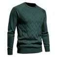 thumbnail image 3 of ZCFZJW Men's Crewneck Cable Knit Sweaters Long Sleeve Lightweight Casual Solid Color Twist Patterned Pullover Sweater Green S, 3 of 4