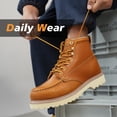thumbnail image 4 of SAFETY LOONG Moc Toe Work Boots for Men Soft Toe Comfortable Full-Grain Leather 6" Non Slip and Water Resistant Safety Ankle Workboots Brown 10, 4 of 10
