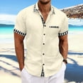 thumbnail image 2 of Mens Button Down Cotton Linen Shirt Short Sleeve Casual Lightweight Summer Beach Shirts Vacation Wedding Tops, 2 of 5