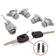 3mirrors Ignition Switch Cylinder & 4X Left Right Door Lock Cylinder w/ 2 Keys Compatible with Honda Civic CR-V Element S2000 72146-S73-003 06351-TE0-A11