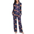 thumbnail image 4 of Fengactive Womens Halloween Pajama Set Long Sleeve Button Down Top with Pockets and Matching Lounge Pants, 4 of 7