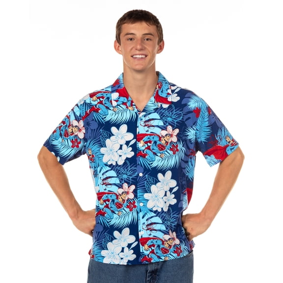 DC Comics Superman Shirt Tropical Floral Hawaiian Men's Button Up Woven Top