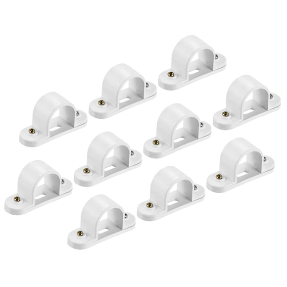 Unique Bargains PVC Conduit Saddle Pipe Clip 25mm Securing Conduit Hose with Base Pack of 10