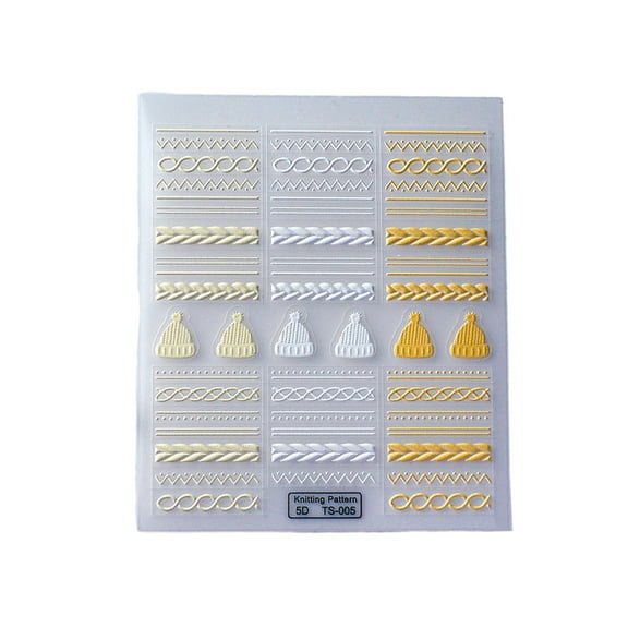 Soumake Embossed Nail Art Stickers – Creative 5D Wool Yarn Pattern Decals for Exquisite DIY Manicure Designs