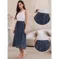thumbnail image 2 of DARING DIVA Women's Elastic Waist Polka Dots Midi Skirts Large Dark Blue, 2 of 6
