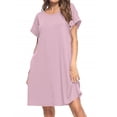 thumbnail image 1 of Nouvelle Robe Unie à Manches Courtes pour Femmes Robe Décontractée en Ligne, 1 of 5