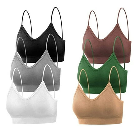 

Frcolor 6pcs Women Cami Bras V Neck Padded Seamless Bralettes Bandeau Sleeping Bras
