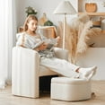 thumbnail image 3 of HomePerch White Accent Armchair with Storage Ottoman, Upholstered Boucle Sofa Chair with Footrest, Modern Lounge Chair for Living Room, Bedroom, or Office, 3 of 16
