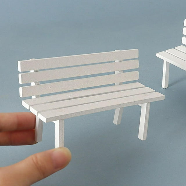 Sillón reclinable de madera en miniatura, muebles en miniatura, accesorios para fotos, mini banco de madera realista para diseño de escenas de la vida