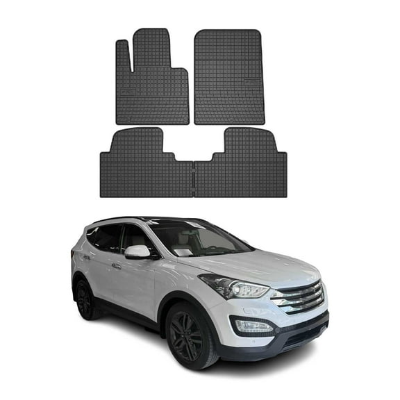OMAC Floor Mats Liner for Hyundai Santa Fe 2013-2018 Black Rubber All-Weather 4x