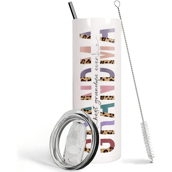 Ceovfoi Grandma Tumbler with Lid and Straw, 20 oz Stainless Steel Insulated Tumbler, To My Grandma Coffee Mug, Birthday/Mother''s Day/Christmas Gifts