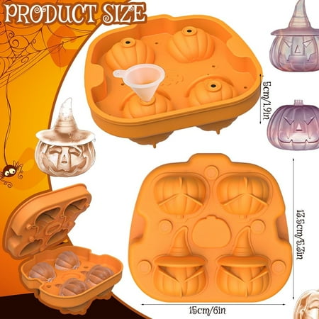 SKYSONIC Pumpkin 3D Ghost with Funnel for Holiday Cocktails, Fruit, Chocolate, Jello, and Candy