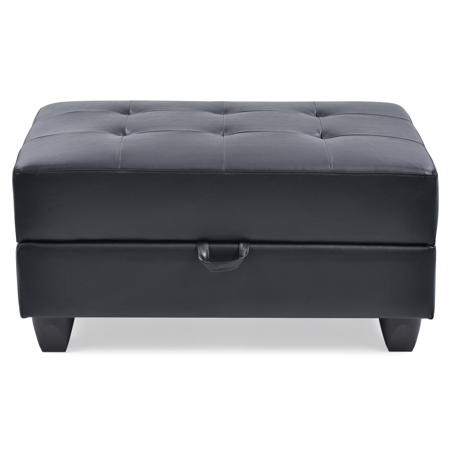 Glory Furniture Revere Faux Leather Ottoman in Black