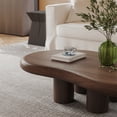 thumbnail image 2 of 48.42" Cloud Coffee Table Wood Living Room Table, Dark Brown Coffee Table with 4 Sturdy Legs, Mid-Century Modern Center Table for Living Room Tea Table, 2 of 5