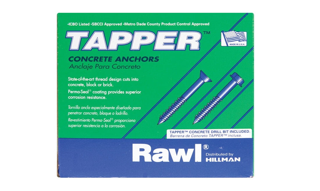 HILLMAN FASTENERS Rawl 1/4 x 2-3/4-Inch Tapper Concrete Screw with Phillips Flat Head, 100-Pack 375310