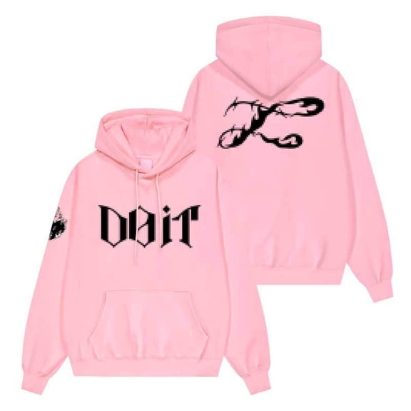 Unisex Pink "DOIT" Graphic Hoodie - K-Pop Stray Kids Style Sweatshirt, Soft Cotton Blend Pullover with Back Print, Streetwear Gift for Teens & Fans (S-XXL)