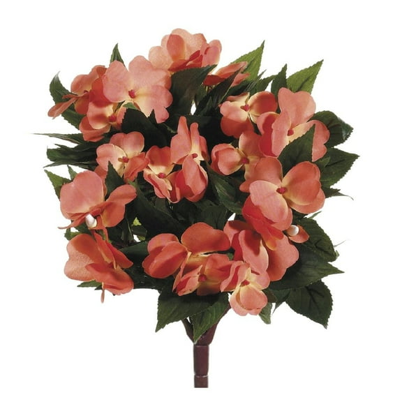 Allstate New Guinea Impatiens Artificial Bush Spray - 13.75" - Salmon Pink
