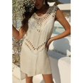 thumbnail image 4 of Defitshape Women's Billowy Cover Up Dress Spring Break Chic Sleeveless Knit Cable Above Knee Length Beach Sexy Coverup Dress Apricot X-Large, 4 of 5