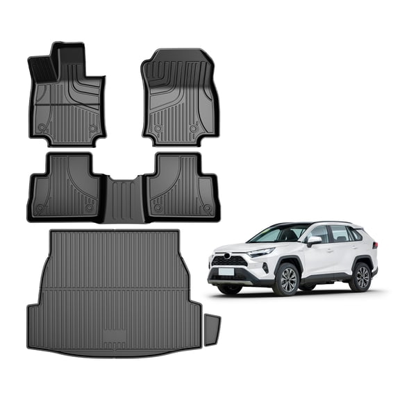 DIKSOAKR Fit for Toyota RAV4 2019-2025 (Include Hybrid) Floor Mats and Cargo Mat All Weather TPE Car Accessories